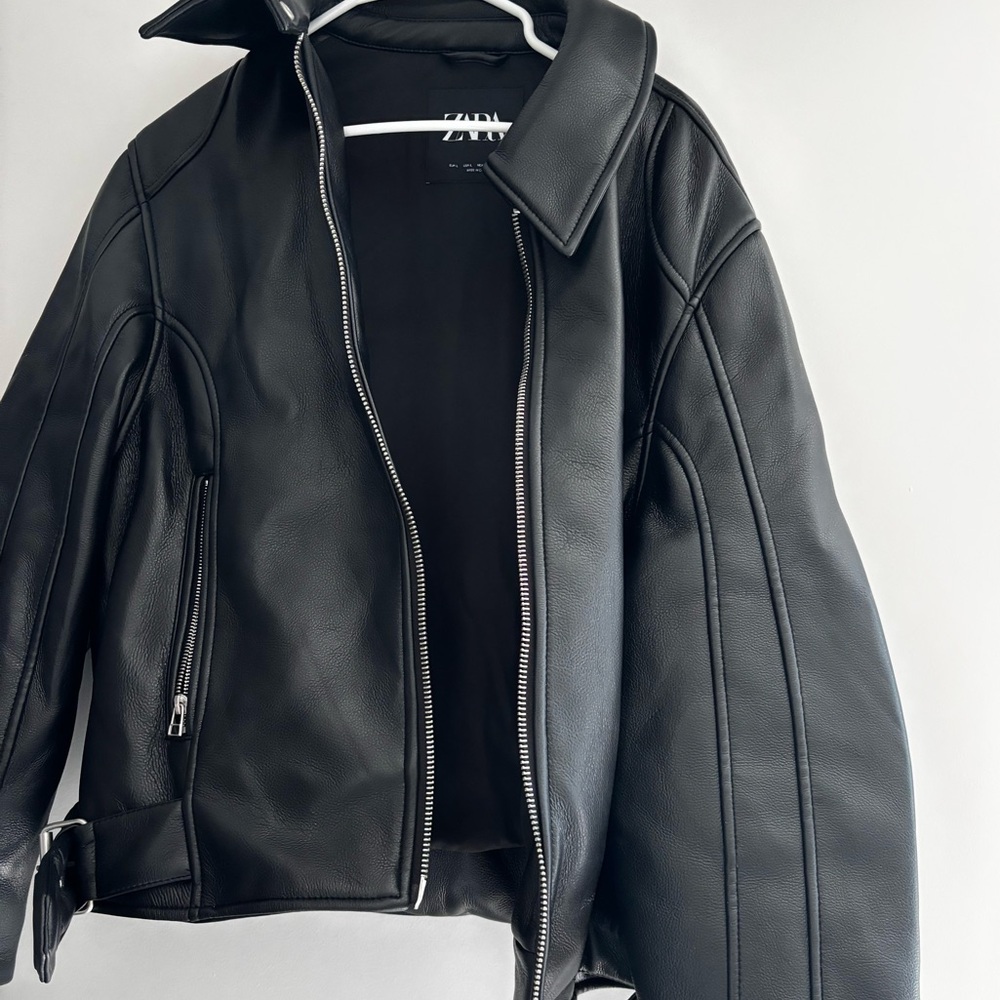 Zara oversized leather jacket